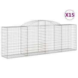 VidaXL Kosze gabionowe, 15 szt, 300x50x100/120cm, galwanizowane żelazo