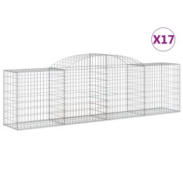 VidaXL Kosze gabionowe, 17 szt, 300x50x80/100 cm, galwanizowane żelazo