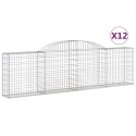 VidaXL Kosze gabionowe, 12 szt, 300x30x80/100 cm, galwanizowane żelazo