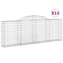 VidaXL Kosze gabionowe, 13 szt, 300x30x100/120cm, galwanizowane żelazo