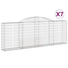 VidaXL Kosze gabionowe, 7 szt, 300x30x100/120 cm, galwanizowane żelazo