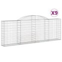 VidaXL Kosze gabionowe, 9 szt, 300x30x100/120 cm, galwanizowane żelazo