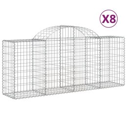 VidaXL Kosze gabionowe, 8 szt, 200x50x80/100 cm, galwanizowane żelazo