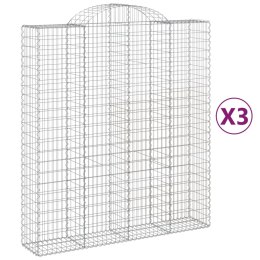 VidaXL Kosze gabionowe, 3 szt, 200x50x220/240 cm, galwanizowane żelazo