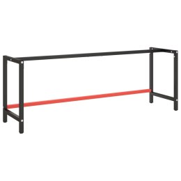 VidaXL Rama do stołu roboczego, czerwono-czarna, 220x57x79 cm, metal