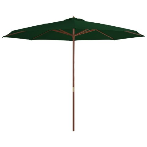 VidaXL Parasol ogrodowy na drewnianym słupku, 350 cm, zielony