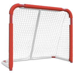VidaXL Bramka do hokeja, czerwono-biała, 137x66x112 cm, poliester