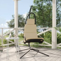 VidaXL Ogrodowe krzesło wiszące z poduszką, kremowe, tkanina i stal