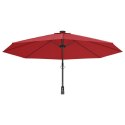 VidaXL Ścienny parasol ogrodowy z LED, czerwony, 290 cm