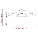 VidaXL Ścienny parasol ogrodowy z LED, czerwony, 290 cm