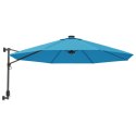 VidaXL Ścienny parasol ogrodowy z LED, niebieski, 290 cm