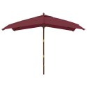 VidaXL Parasol ogrodowy na drewnianym słupku, bordowy, 300x300x273 cm