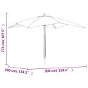 VidaXL Parasol ogrodowy na drewnianym słupku, bordowy, 300x300x273 cm