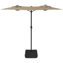 VidaXL Podwójny parasol ogrodowy z LED, taupe, 316x240 cm