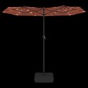 VidaXL Podwójny parasol ogrodowy z LED, terakota, 316x240 cm