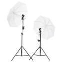 VidaXL Studyjny zestaw oświetleniowy ze statywami i parasolkami