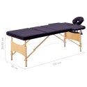 VidaXL Składany stół do masażu, 3-strefowy, drewniany, fioletowy