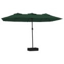 VidaXL Podwójny parasol ogrodowy z LED, zielony, 449x245 cm