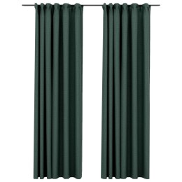 VidaXL Zasłony stylizowane na lniane, 2 szt., zielone, 140x225 cm