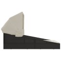VidaXL Leżak ze składanym dachem, czarny, 200x114x128 cm, polirattan