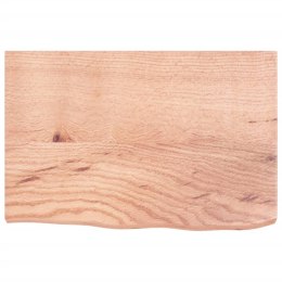 VidaXL Półka, brązowa, 60x40x(2-4) cm, lakierowane lite drewno dębowe