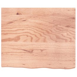 VidaXL Półka, brązowa, 60x50x(2-4) cm, lakierowane lite drewno dębowe