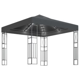 VidaXL Altana ze sznurem lampek LED, 3x3 m, antracytowa tkanina