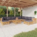 VidaXL 11-cz. zestaw wypoczynkowy do ogrodu, poduszki, drewno tekowe