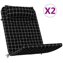 VidaXL Poduszki na krzesła Adirondack, 2 szt., czarne w kratę, tkanina