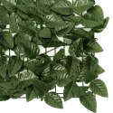 VidaXL Parawan balkonowy, ciemnozielone liście, 600x100 cm