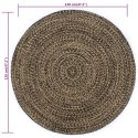 VidaXL Ręcznie wykonany dywan, juta, czarny i naturalny, 120 cm