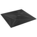 VidaXL Panele ścienne, 48 szt., czarne, 50x50 cm, XPS, 12 m², gwiazda