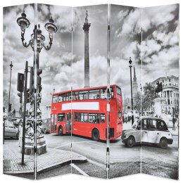 VidaXL Składany parawan, 200 x 170 cm, londyński autobus, czarno-biały