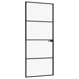 VidaXL Drzwi wewnętrzne, czarne, 83x201,5 cm, szkło i aluminium