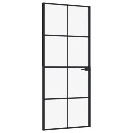 VidaXL Drzwi wewnętrzne, czarne, 83x201,5 cm, szkło i aluminium