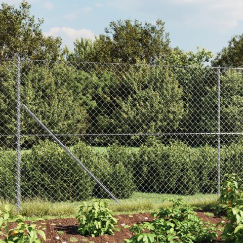 VidaXL Ogrodzenie z siatki ze stopami słupków, srebrne, 1,6x10 m