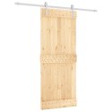 VidaXL Drzwi przesuwne z osprzętem, 85x210 cm, lite drewno sosnowe