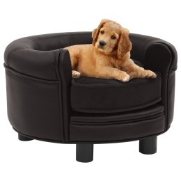 VidaXL Sofa dla psa, brązowa, 48x48x32 cm, plusz i sztuczna skóra