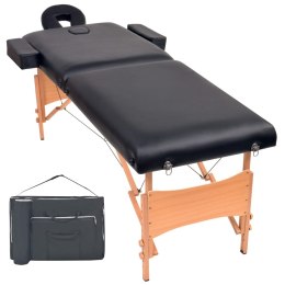 VidaXL Składany stół do masażu o grubości 10 cm, 2-strefowy, czarny