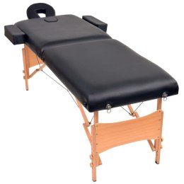 VidaXL Składany stół do masażu o grubości 10 cm, 2-strefowy, czarny