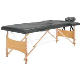 VidaXL Stół do masażu z 2 strefami, drewniana rama, antracyt, 186x68cm