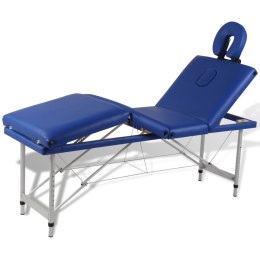 Składany stół do masażu z aluminiową ramą, 4 strefy, niebieski