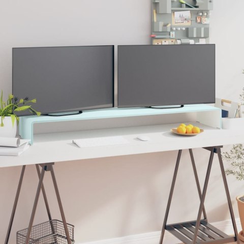 VidaXL Podstawka pod monitor / TV, zielone szkło, 120x30x13 cm