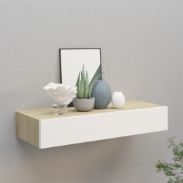 VidaXL Półka ścienna z szufladą, dąb i biel, 60 x 23,5 x 10 cm, MDF