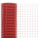 VidaXL Ogrodzenie z siatki, stal i PVC, 10x1,5 m, czerwone
