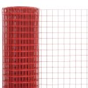 VidaXL Ogrodzenie z siatki, stal i PVC, 25x1 m, czerwone