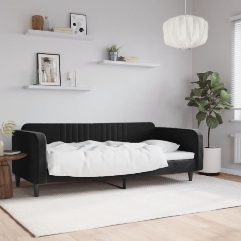 VidaXL Sofa z funkcją spania, czarna, 90x190 cm, obita aksamitem