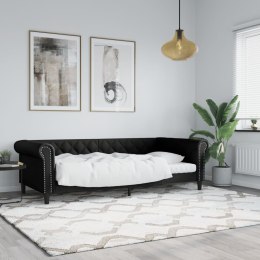 VidaXL Sofa z funkcją spania, czarna, 90x200 cm, obita sztuczną skórą
