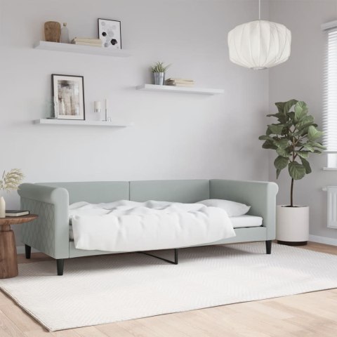 VidaXL Sofa z funkcją spania, jasnoszara, 90x190 cm, obita aksamitem