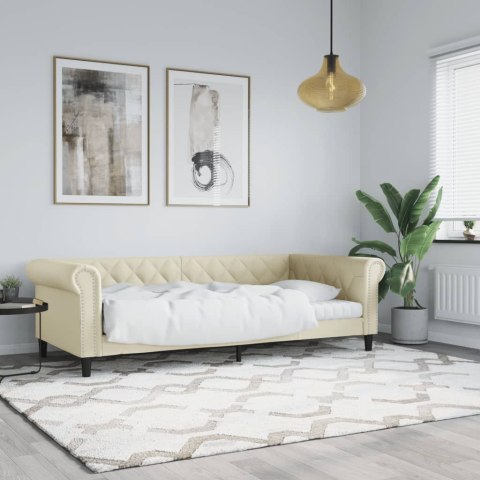VidaXL Sofa z funkcją spania, kremowa, 80x200 cm, obita sztuczną skórą
